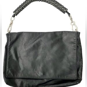 Zara Black Leather Shoulder Bag Chunky Strap Modern Minimalist Handbag